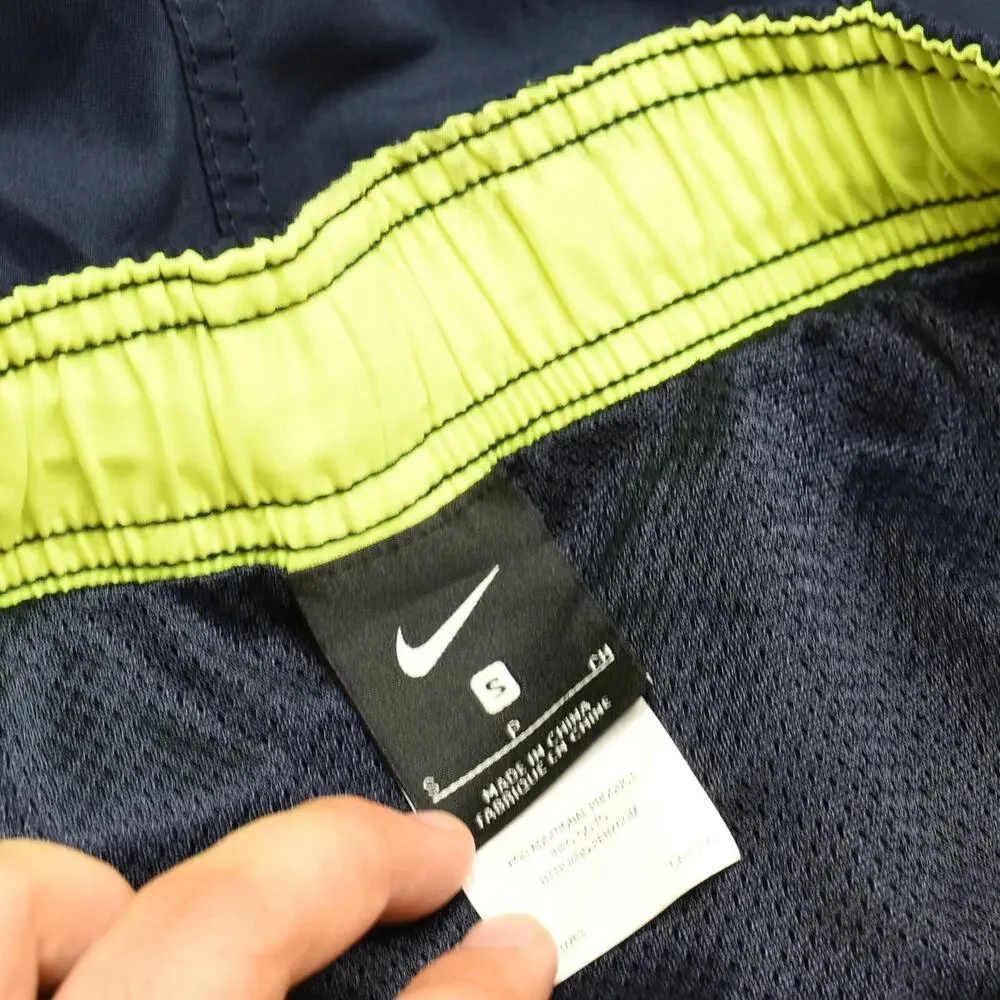 Nike Men's Swim Trunk Sweat Shorts Nylon Blue Size S Swoosh Lined Pockets